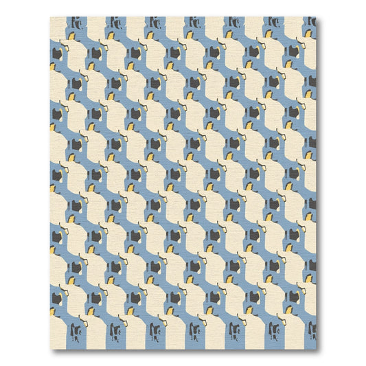 Abstract Blue Cream Geometric Figures Rug