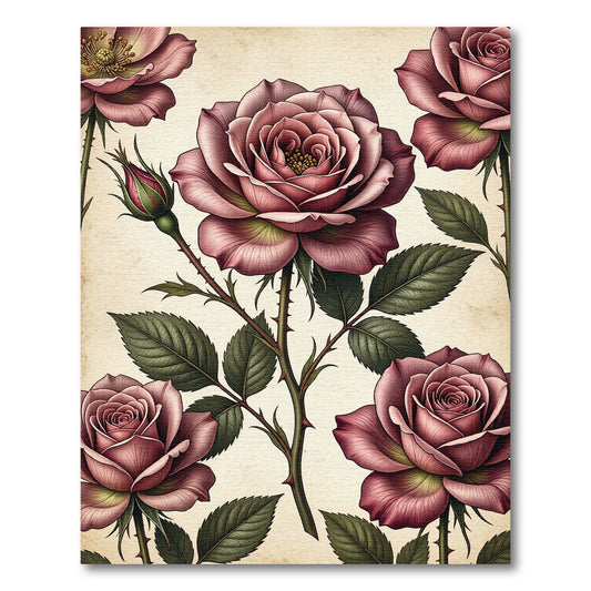 Vintage Mauve Botanical Rose Garden Rug