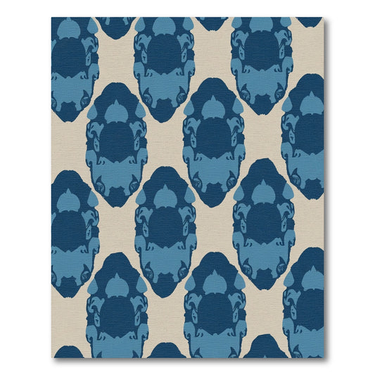 Deep Blue Oval Tribal Mirror Rug