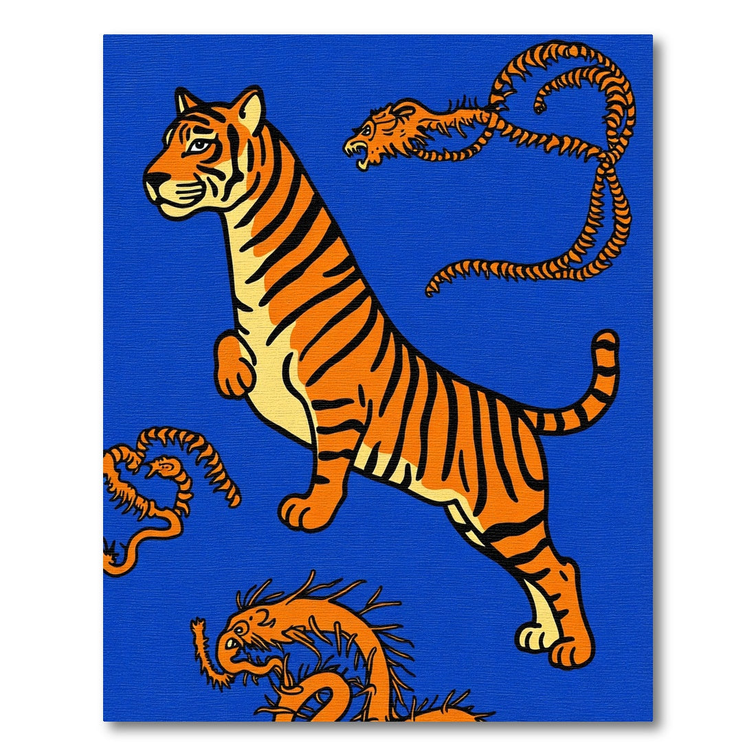 Orange Tiger With Dragon Companions Rug