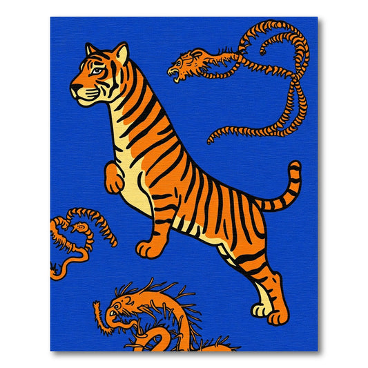 Orange Tiger With Dragon Companions Rug