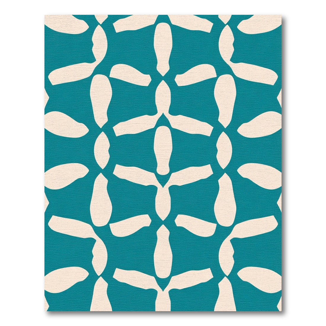 Teal and Cream Abstract Lattice Rug