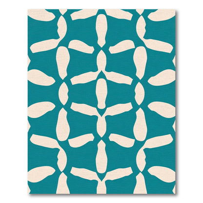 Teal and Cream Abstract Lattice Rug