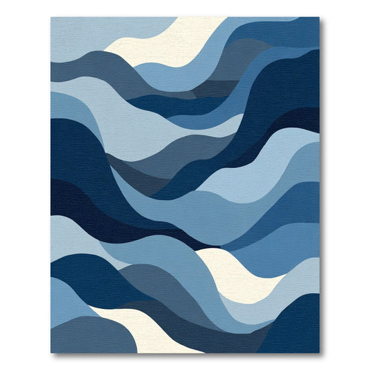 Serene Blue Wave Landscape Rug