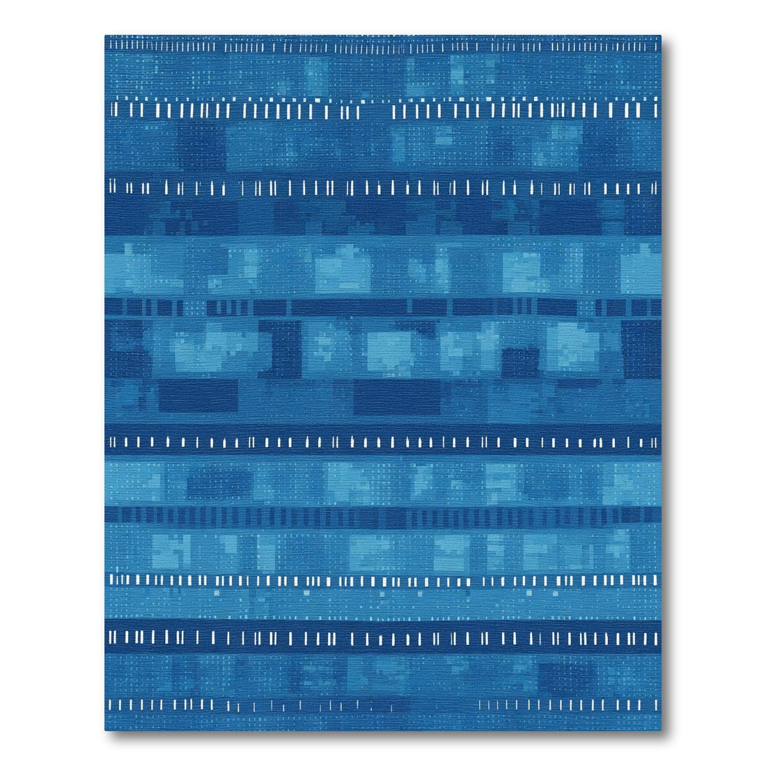 Deep Blue Abstract Geometric Stripe Rug