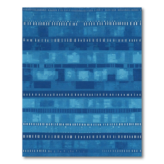 Deep Blue Abstract Geometric Stripe Rug