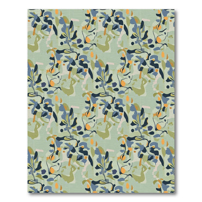 Earthy Abstract Botanical Swirl Rug
