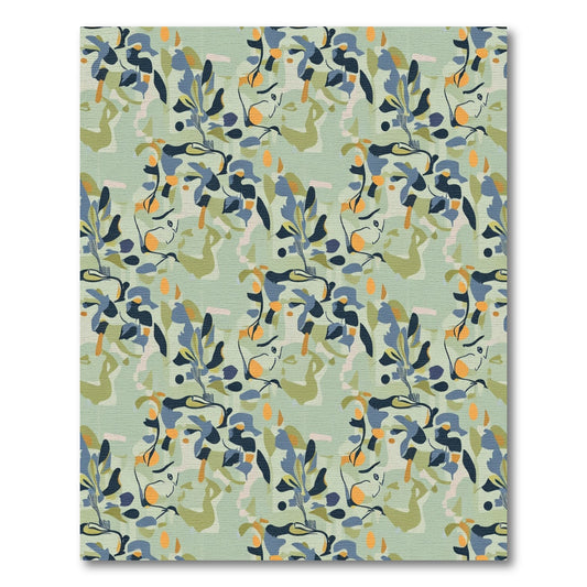 Earthy Abstract Botanical Swirl Rug