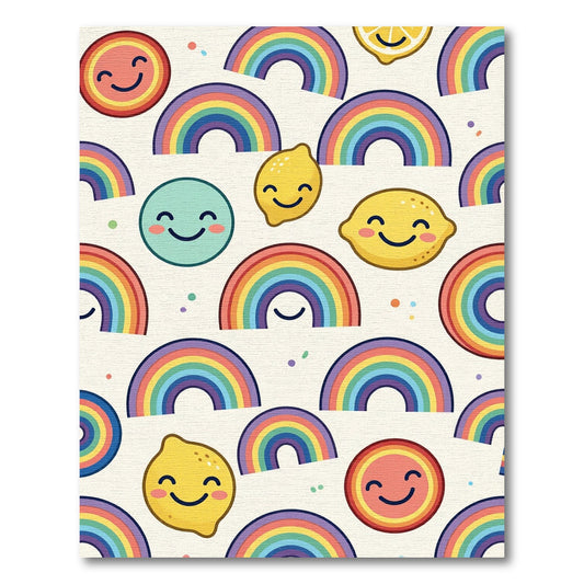 Cheerful Rainbow and Lemon Smile Accent Rug