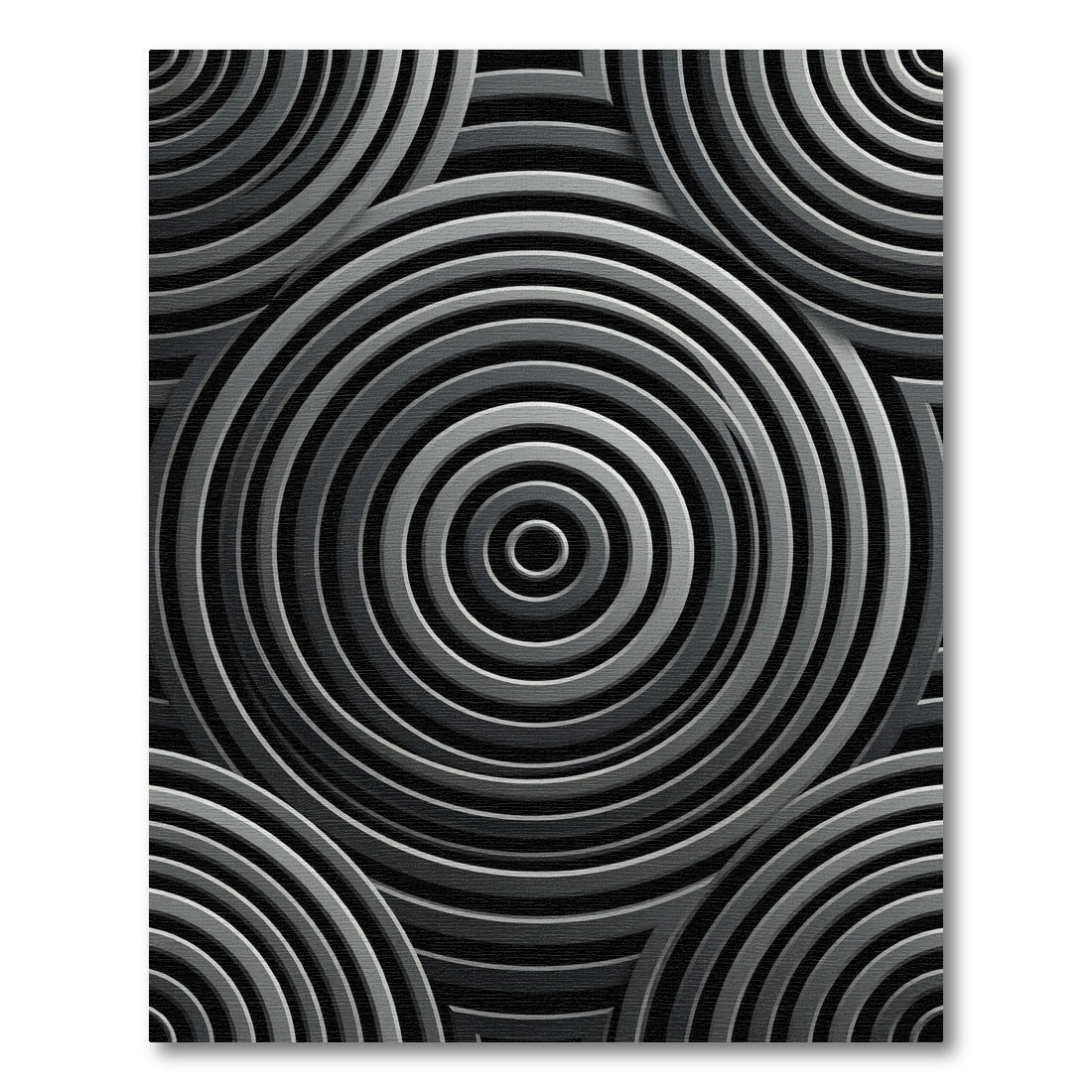 Chic Gray Concentric Circles Rug