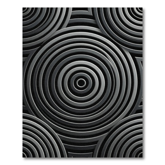 Chic Gray Concentric Circles Rug