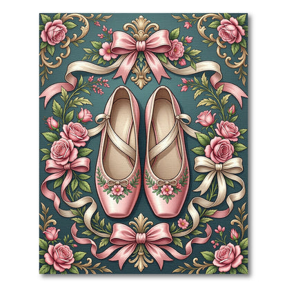 Pink Ballet Slippers Roses Florals Rug