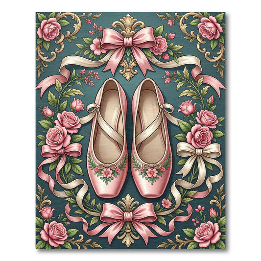 Pink Ballet Slippers Roses Florals Rug