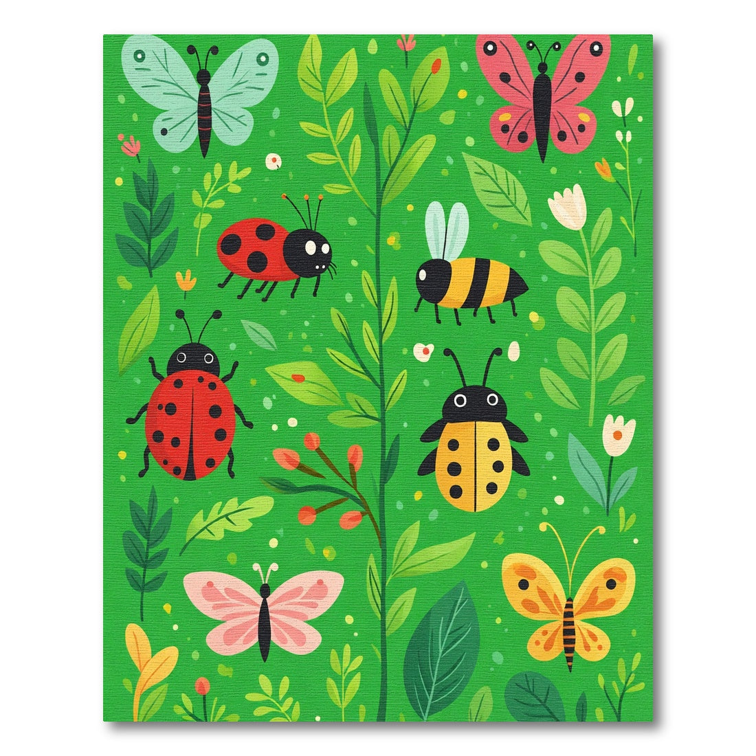 Whimsical Garden Bugs Butterflies Bees Rug