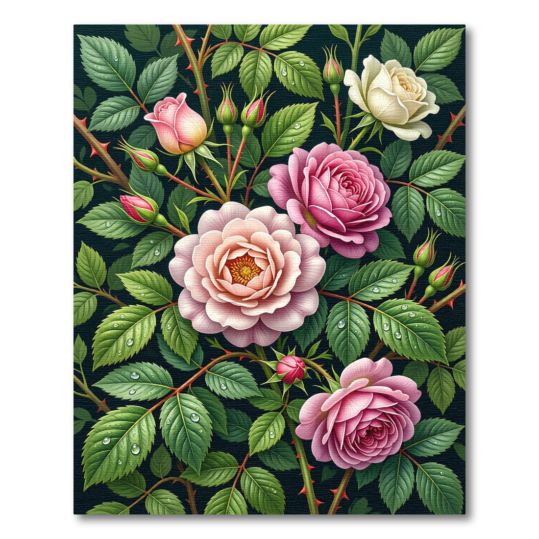 Lush Botanical Garden Pink Rose Bloom Rug