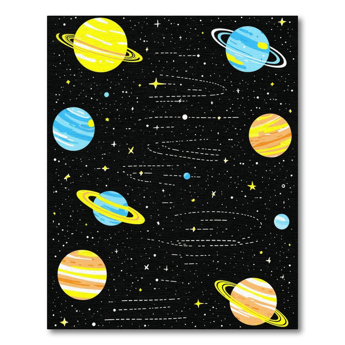 Vibrant Cosmic Planets Rings Stars Rug 2