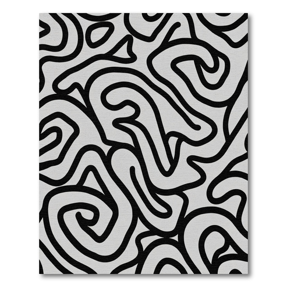 Monochrome Abstract Swirl Ribbon Rug