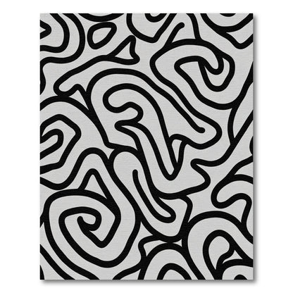 Monochrome Abstract Swirl Ribbon Rug
