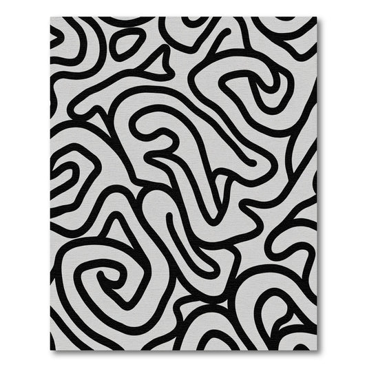 Monochrome Abstract Swirl Ribbon Rug