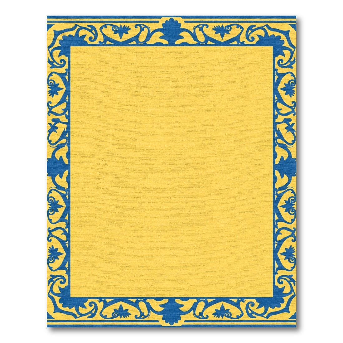 Golden Yellow Blue Floral Border Rug