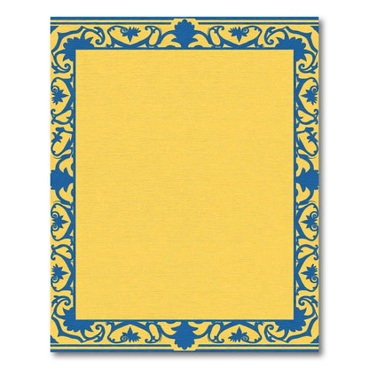 Golden Yellow Blue Floral Border Rug