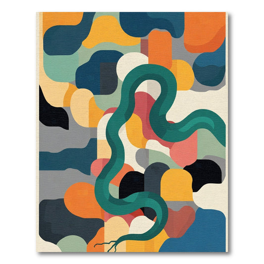 Teal Serpent Abstract Organic Forms Rug