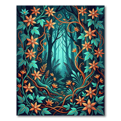 Enchanted Floral Forest Vines Rug
