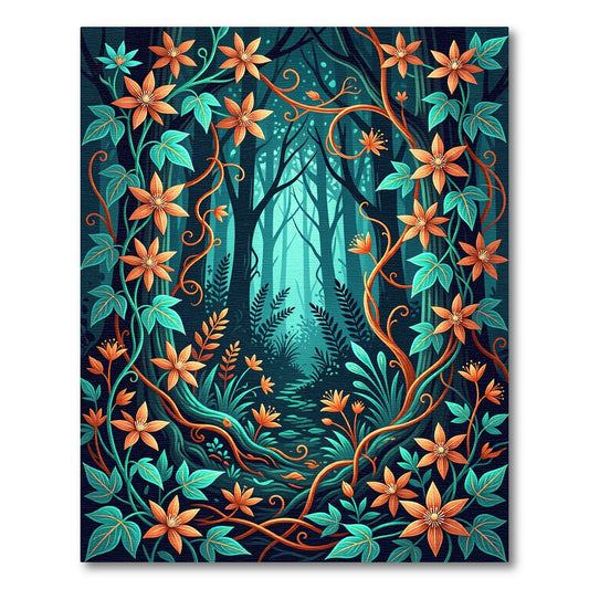 Enchanted Floral Forest Vines Rug