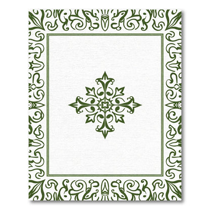 Dark Green Ornate Floral Medallion Frame Rug