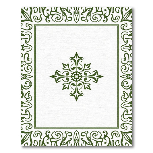 Dark Green Ornate Floral Medallion Frame Rug