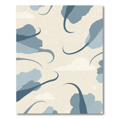Whimsical Blue Swirls Cloudscape Rug