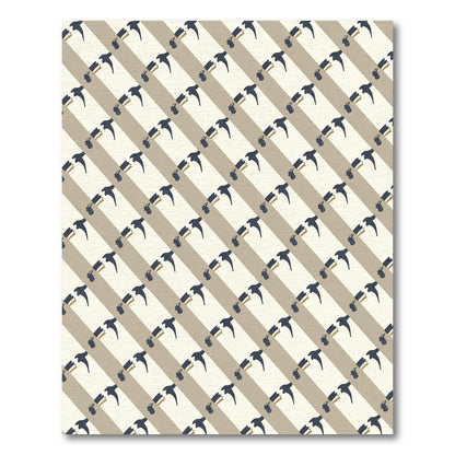 Navy and Tan Diagonal Gulls Rug