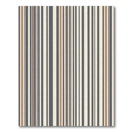 Cream Blue Copper Vertical Stripe Rug
