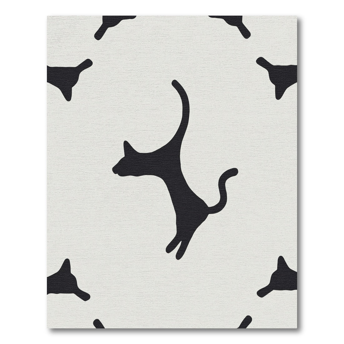 Black Silhouette Cats Repeating Fun Composition Rug