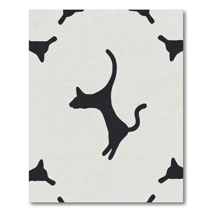 Black Silhouette Cats Repeating Fun Composition Rug