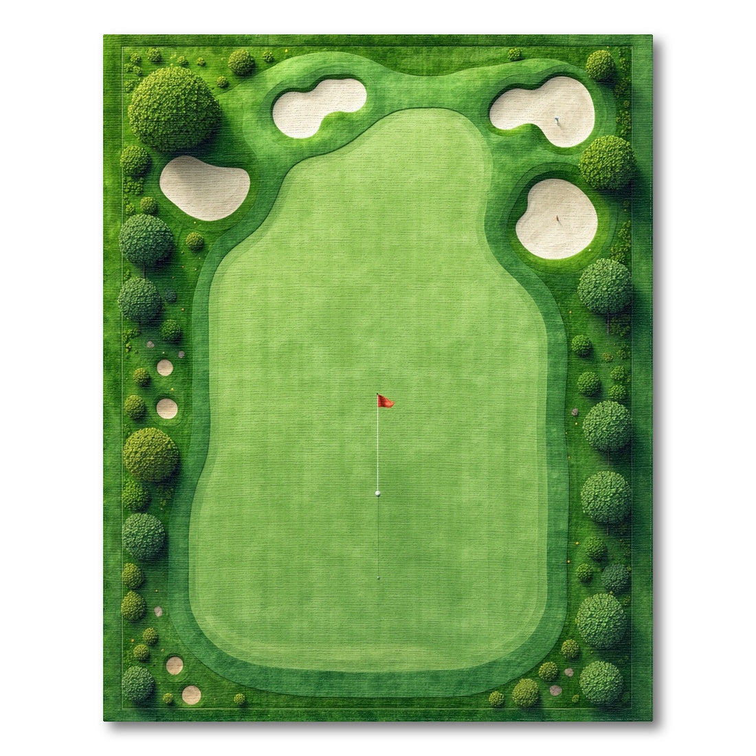 Aerial Lush Golf Green Bunkers Rug