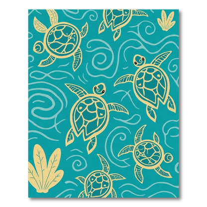Yellow Sea Turtles Aquatic Swirls Rug