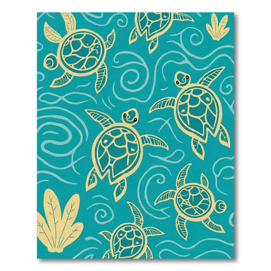 Yellow Sea Turtles Aquatic Swirls Rug