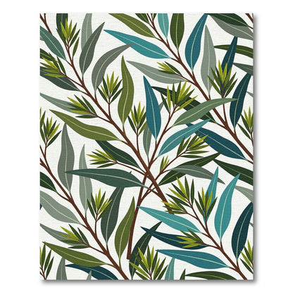 Botanical Eucalyptus Leaf Emerald Forest Rug
