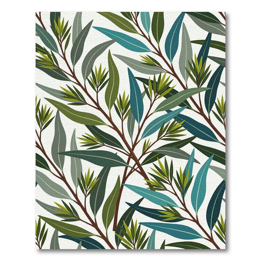 Botanical Eucalyptus Leaf Emerald Forest Rug