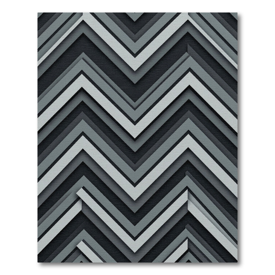 Monochromatic Gray Chevron Layered Rug