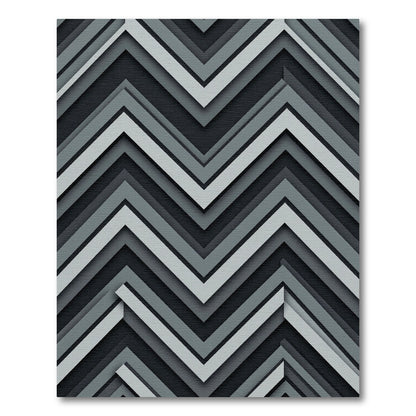 Monochromatic Gray Chevron Layered Rug