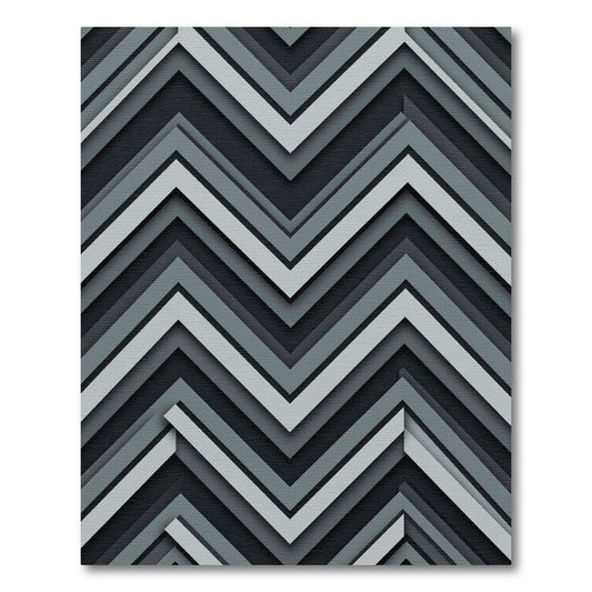 Monochromatic Gray Chevron Layered Rug