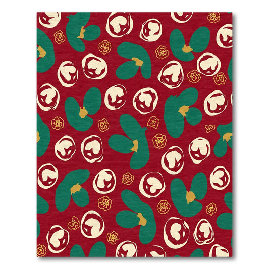 Crimson Leafy Floral Abstract Scatter Rug