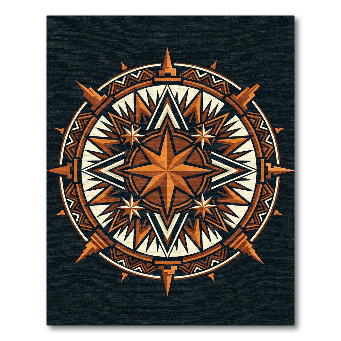 Copper Geometric Celestial Star Compass Rug