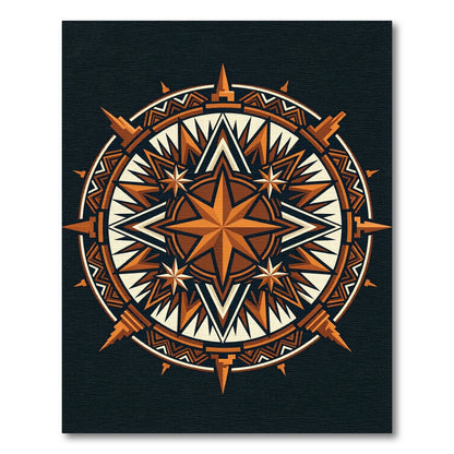 Copper Geometric Celestial Star Compass Rug