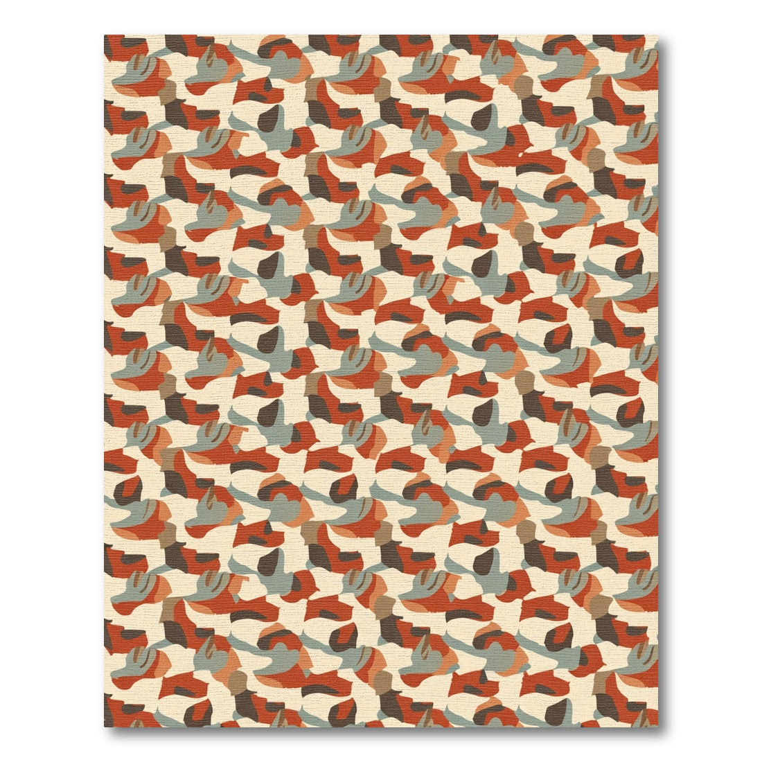 Earthy Camouflage Abstract Shapes Rug
