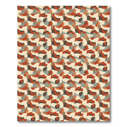 Earthy Camouflage Abstract Shapes Rug