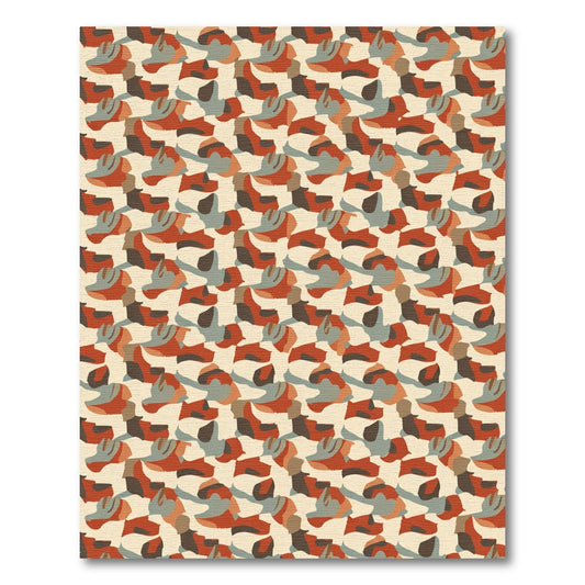 Earthy Camouflage Abstract Shapes Rug