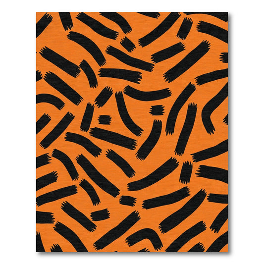 Bold Orange Black Stroke Composition Rug